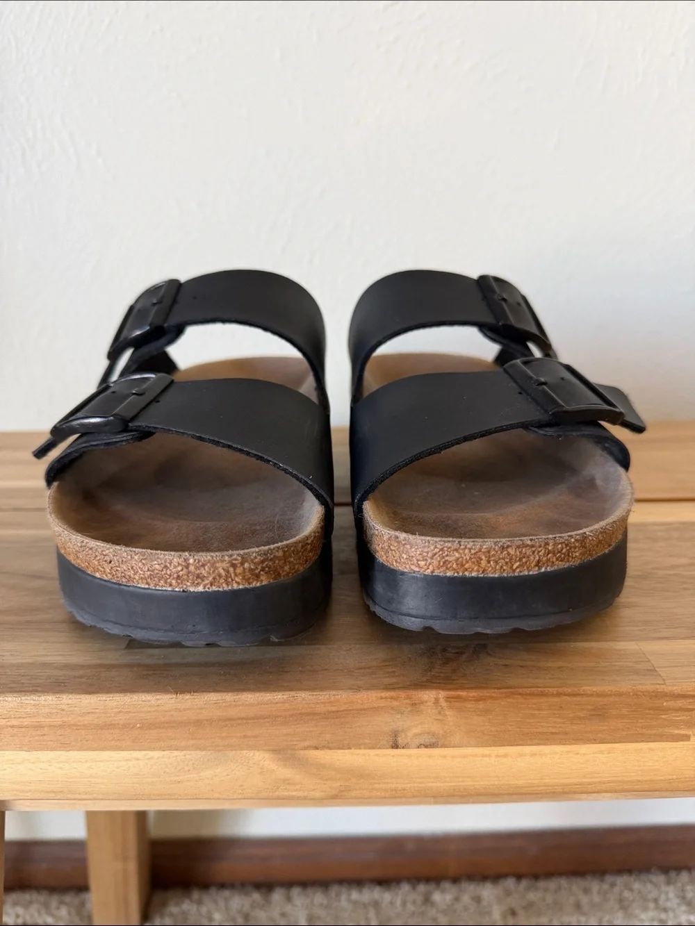 Birkenstock Papillio Platform Black Two-Strap Sandals